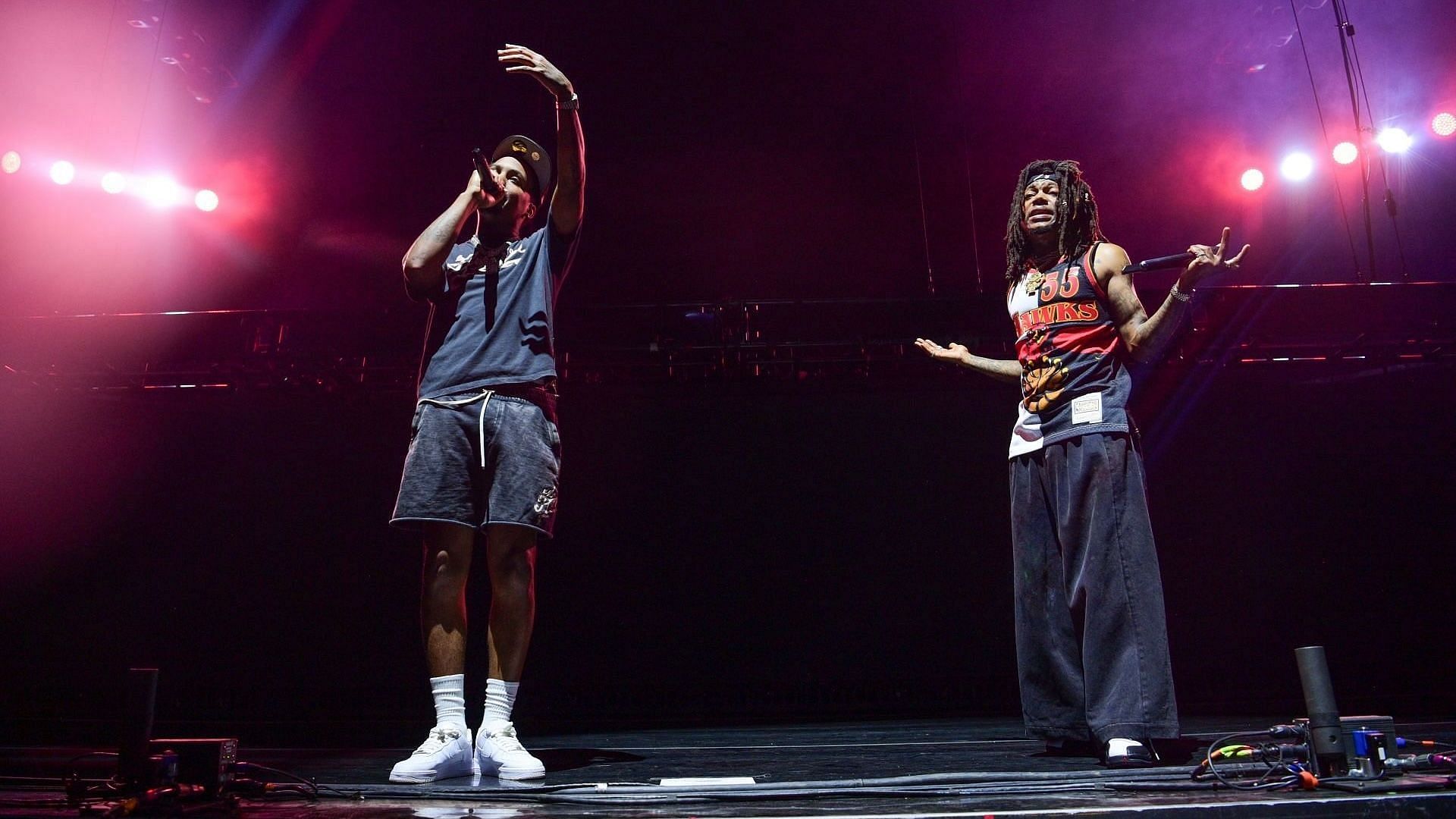 Rapper Lil Harold and J.I.D perform during 21 Savage American Dream Tour at Cellairis Amphitheatre at Lakewood on June 15, 2024 in Atlanta, Georgia. (Photo by Prince Williams/WireImage)