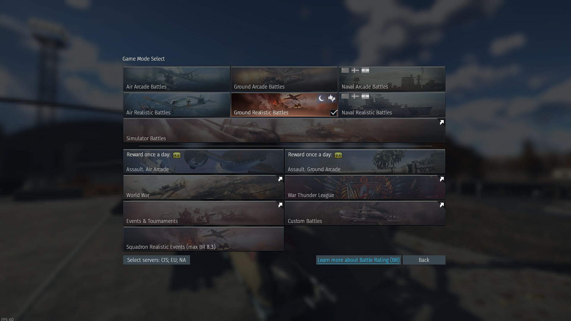 You can choose between various game modes in War Thunder (Image via Gaijin Entertainment)