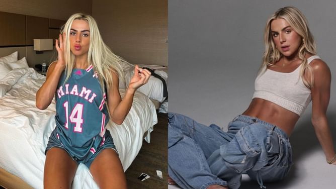 Miami's Hanna Cavinder hypes twin Haley Cavinder as she poses poolside in Bahamas: "Suns out buns out"