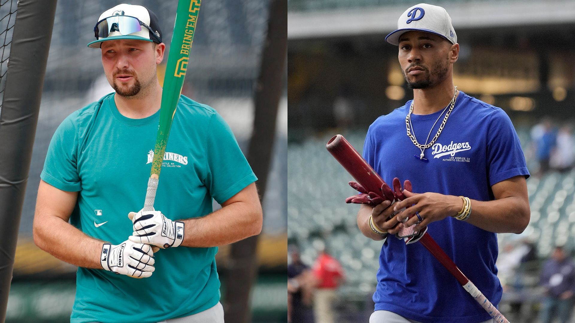 Mookie Betts praises Coach Raleigh in front of his son Cal Raleigh. Source - Imagn