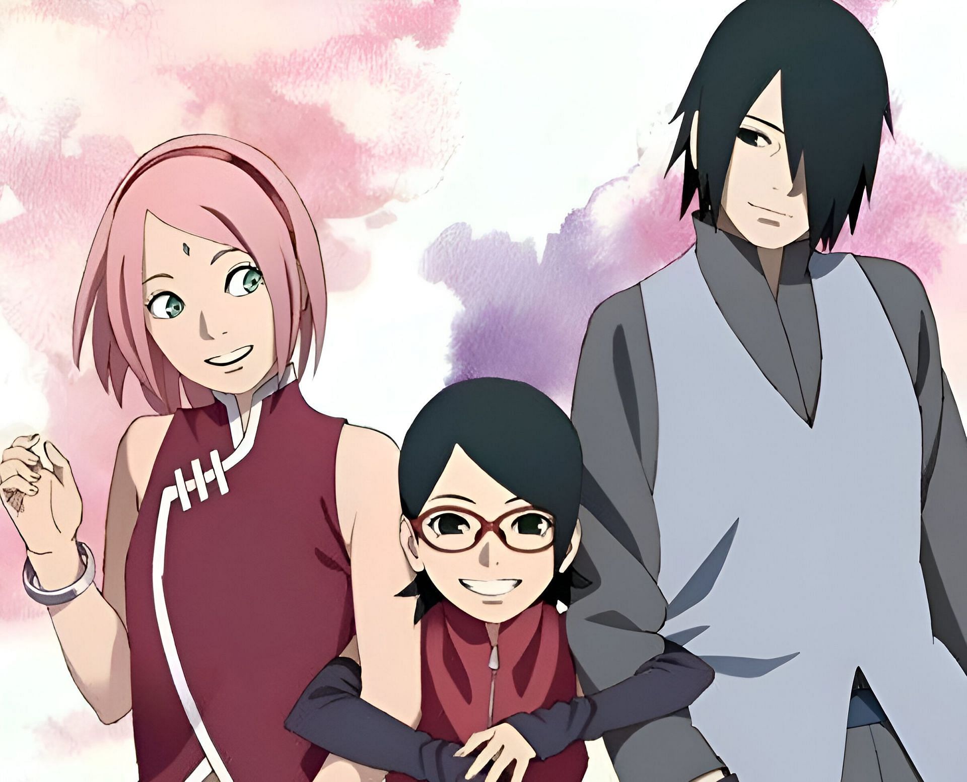 Sakura, Sarada, and Sasuke as seen in the anime (Image via Studio Pierrot)