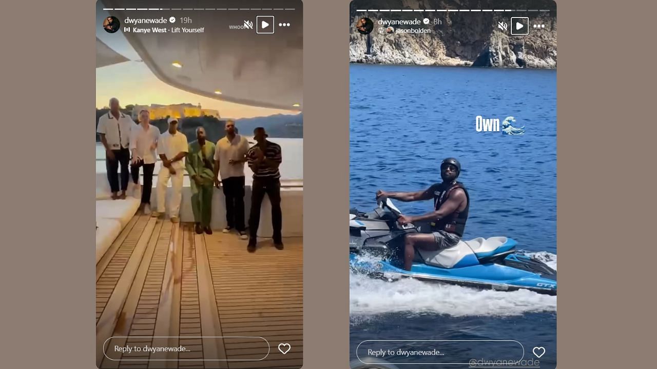 D-Wade posts videos with friends and jetskiing. (Credits: @dwyanewade/Instagram)