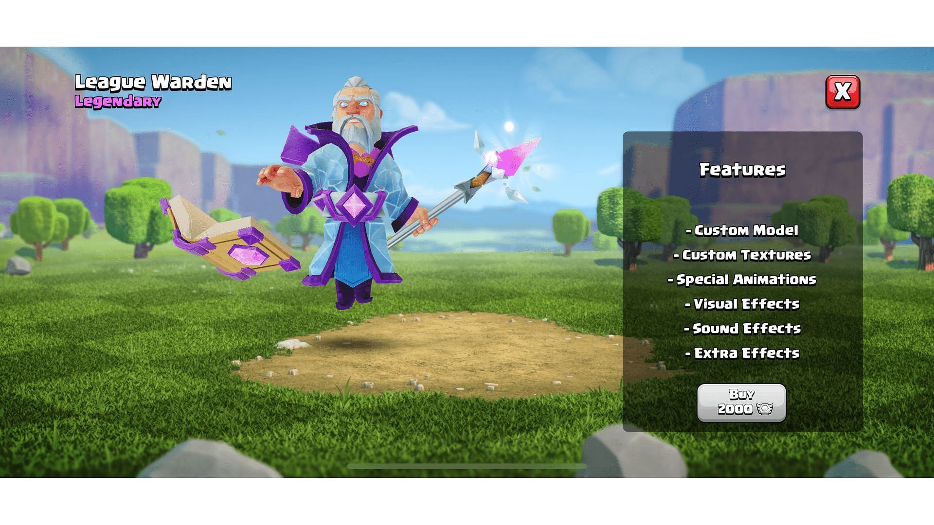 The in-game description of the League Warden skin (Image via Supercell)