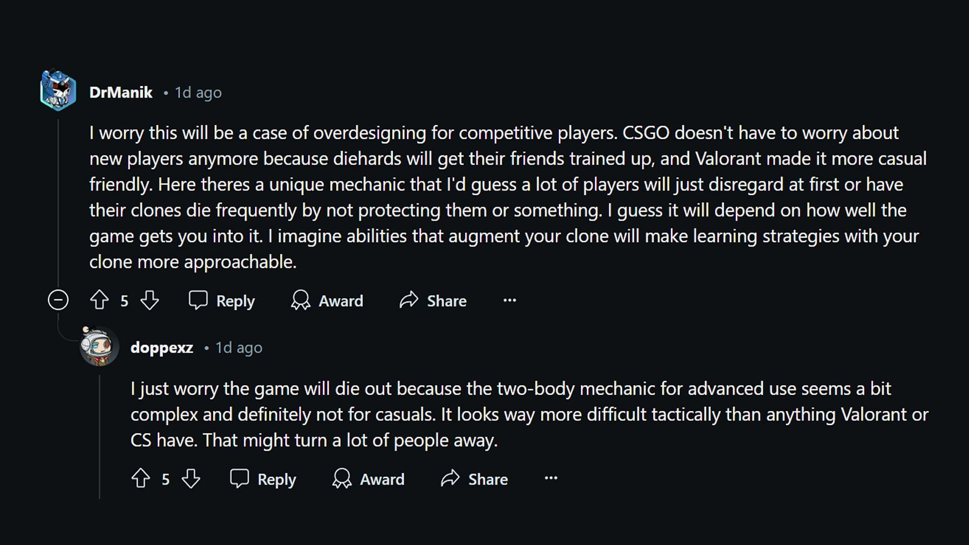 Players discuss high skill requirement for the two-body mechanic in Spectre Divide (Image via Reddit)