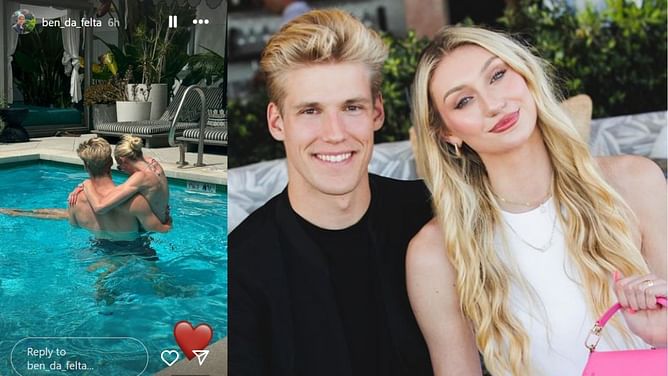 Injured Cameron Brink's doting boyfriend gives helping hand down the pool on Girlfriend's Day