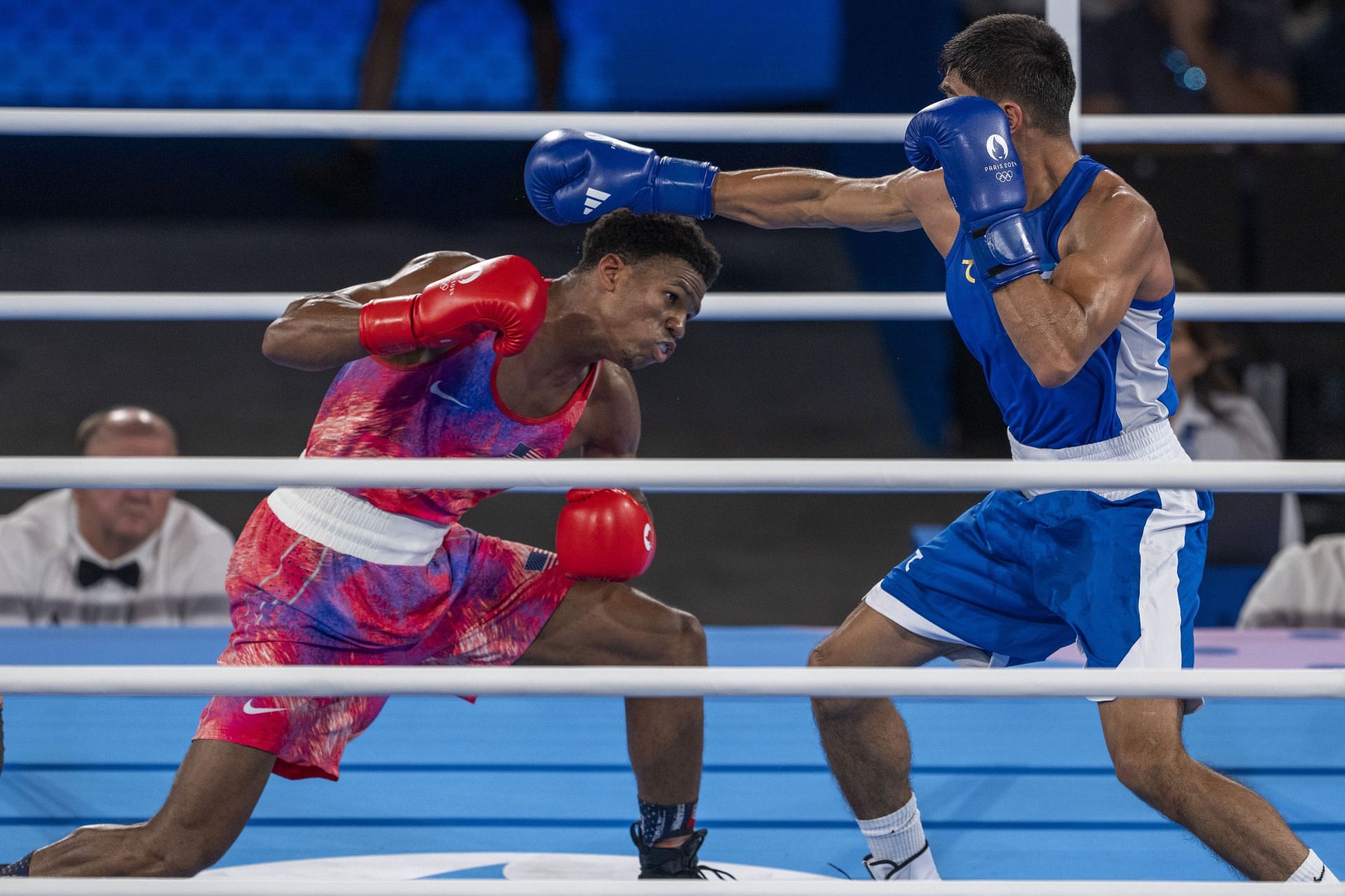 Omari Jones [in Red] in action at the Paris Olympics 2024 [Image Source: Getty]