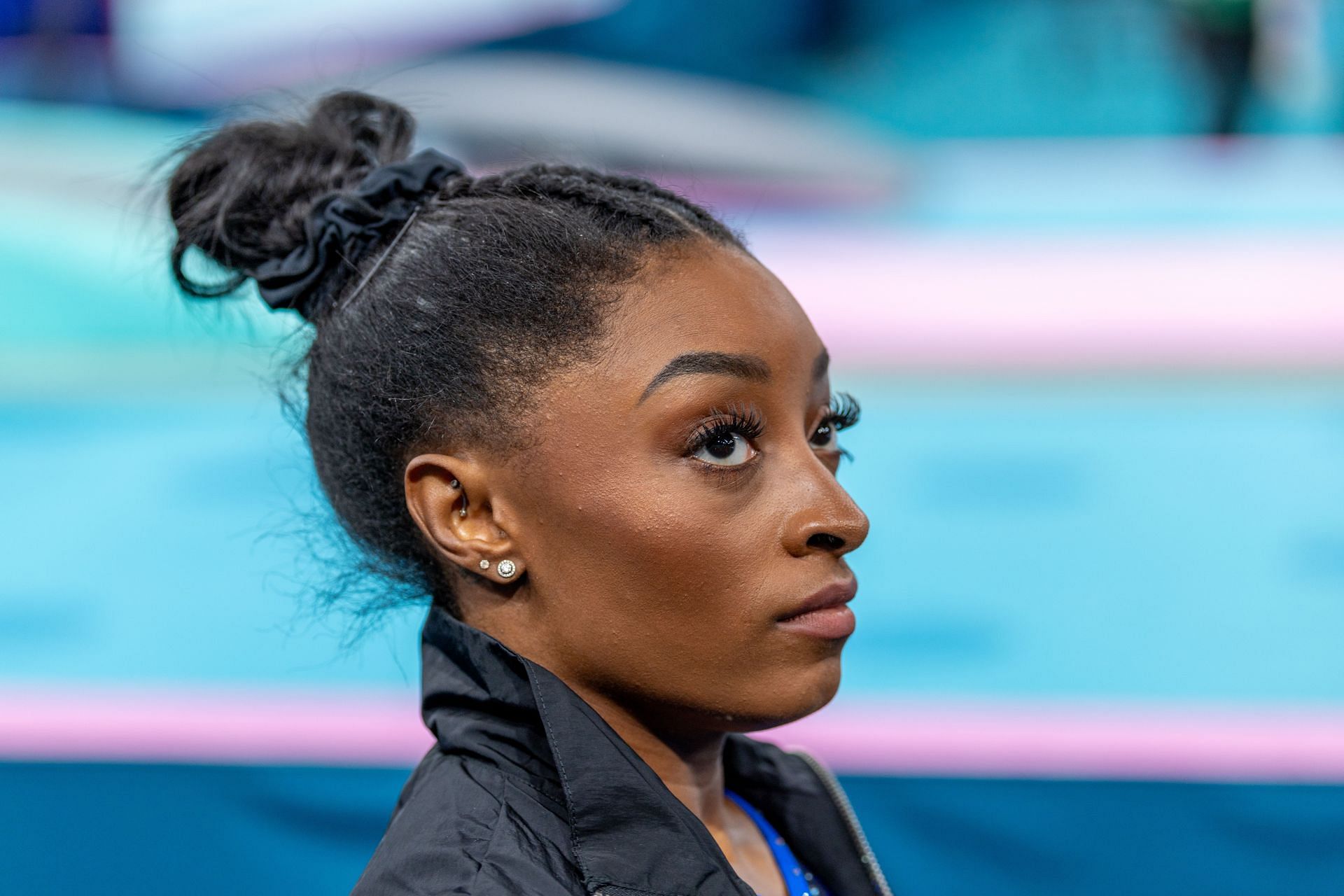 Simone Biles competes at the artistic gymnastics women&#039;s all-around final at the 2024 Olympic Games in Paris, France. (Photo via Getty Images)