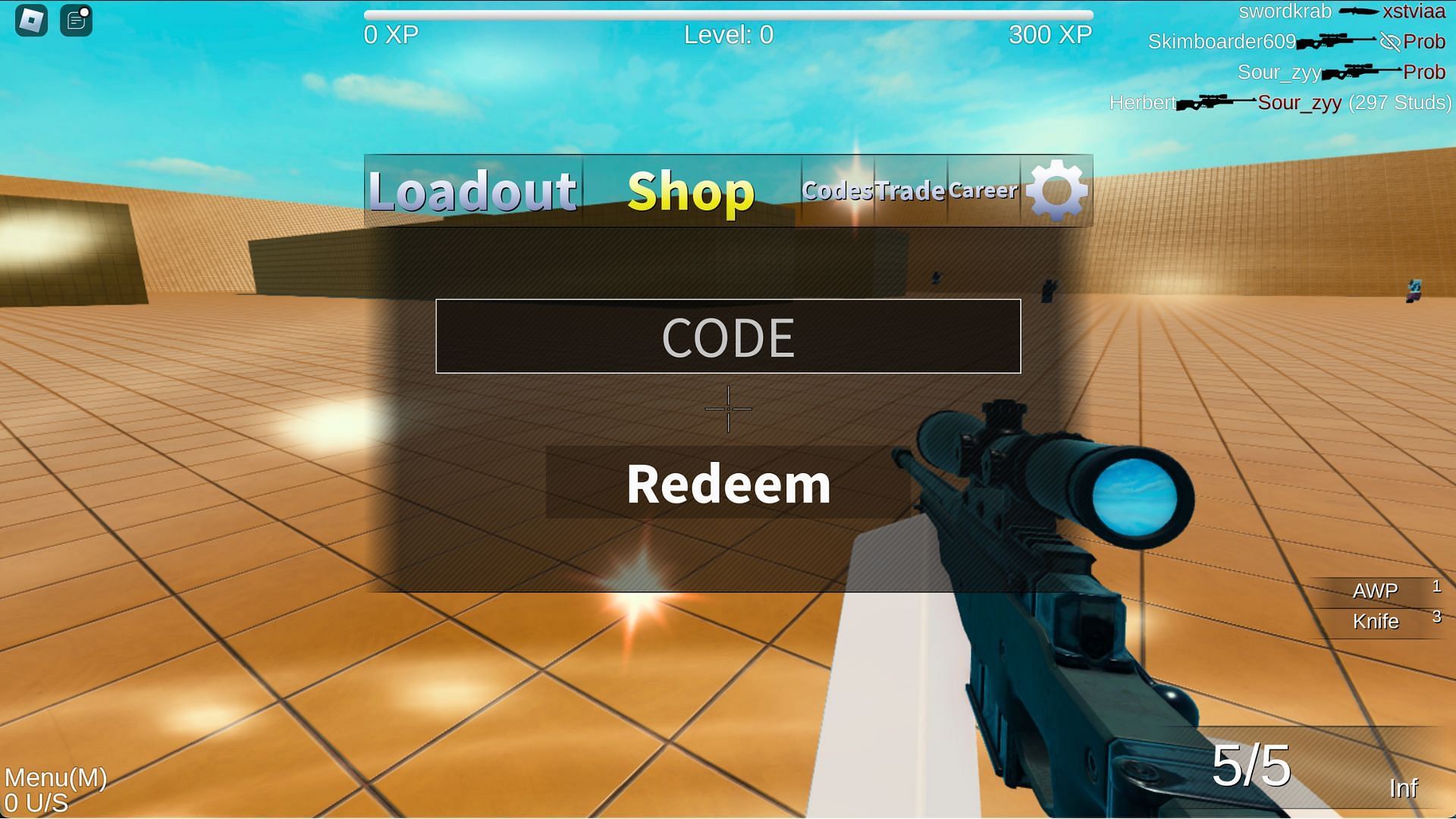 Redeem codes here (Image via Roblox)