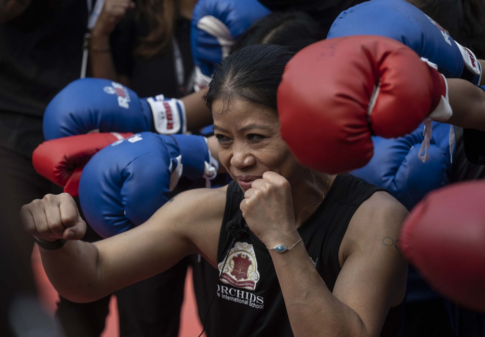 Olympic Medalist Mary Kom Teaches Boxing &amp; Self Defense To School Kids In Mumbai - Source: Getty