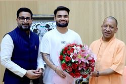 [In pictures] Indian cricketer Rinku Singh meets Uttar Pradesh CM Yogi Adityanath