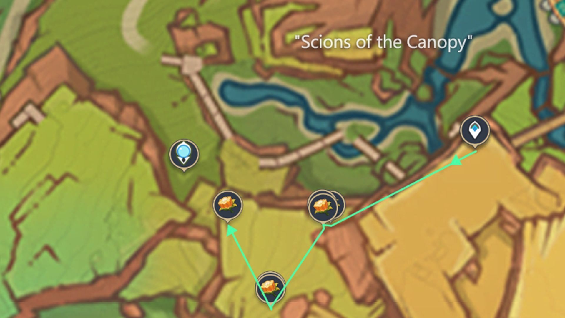 Route #13 for farming Cacahuatl (Image via HoYoverse)