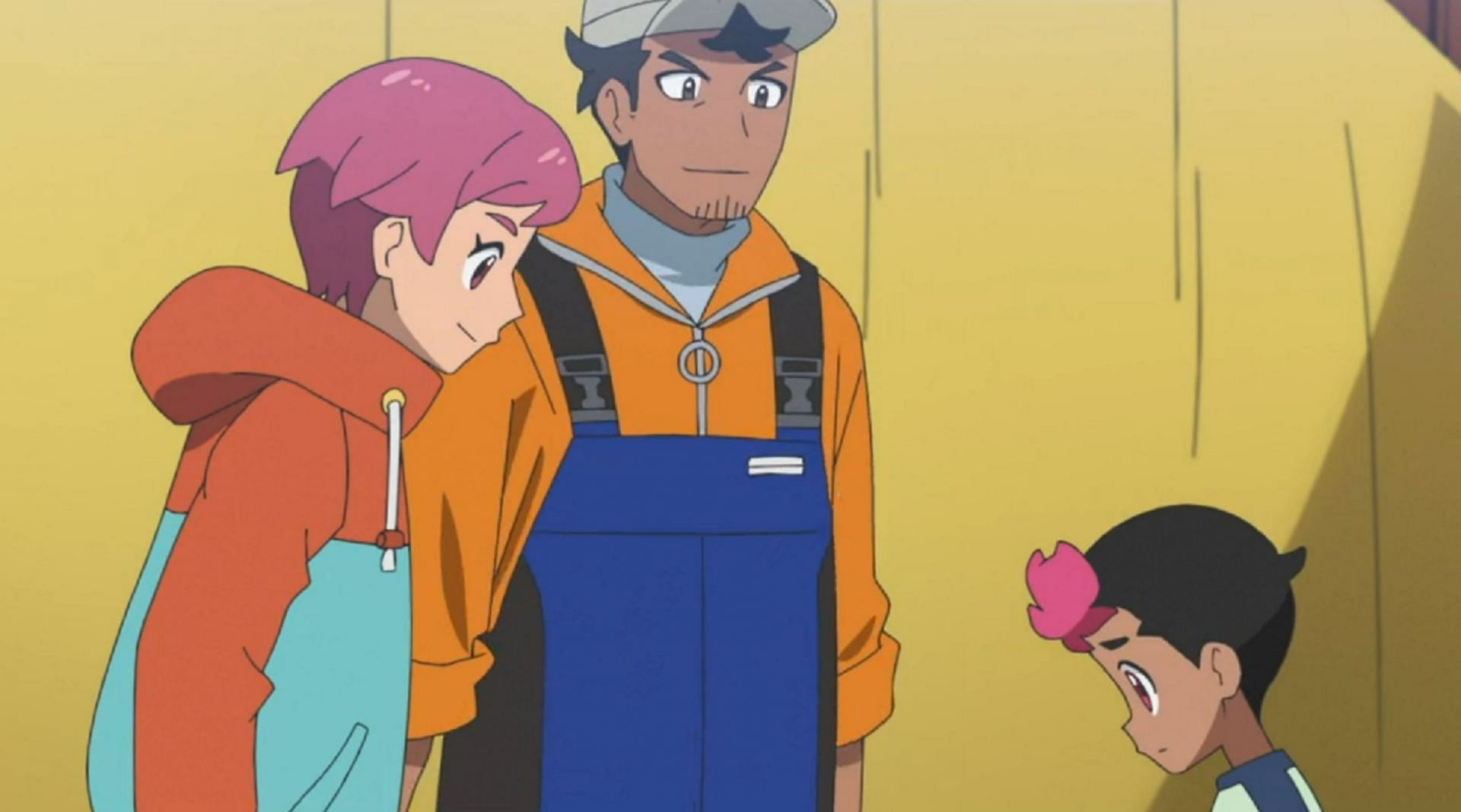 Roy as his parents depart on their voyage in a Pokemon Horizons flashback (Image via The Pokemon Company)