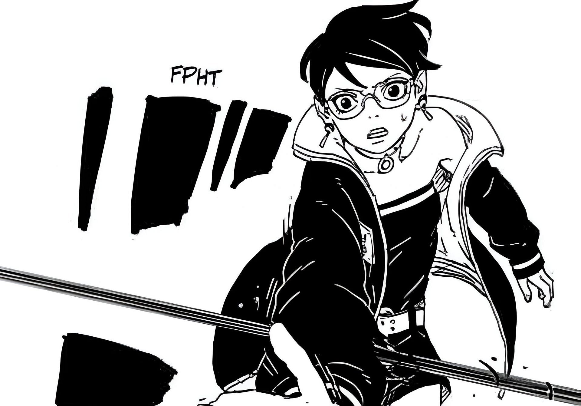 Sarada Uchiha as seen in Boruto: Two Blue Vortex manga (Image via Shueisha)