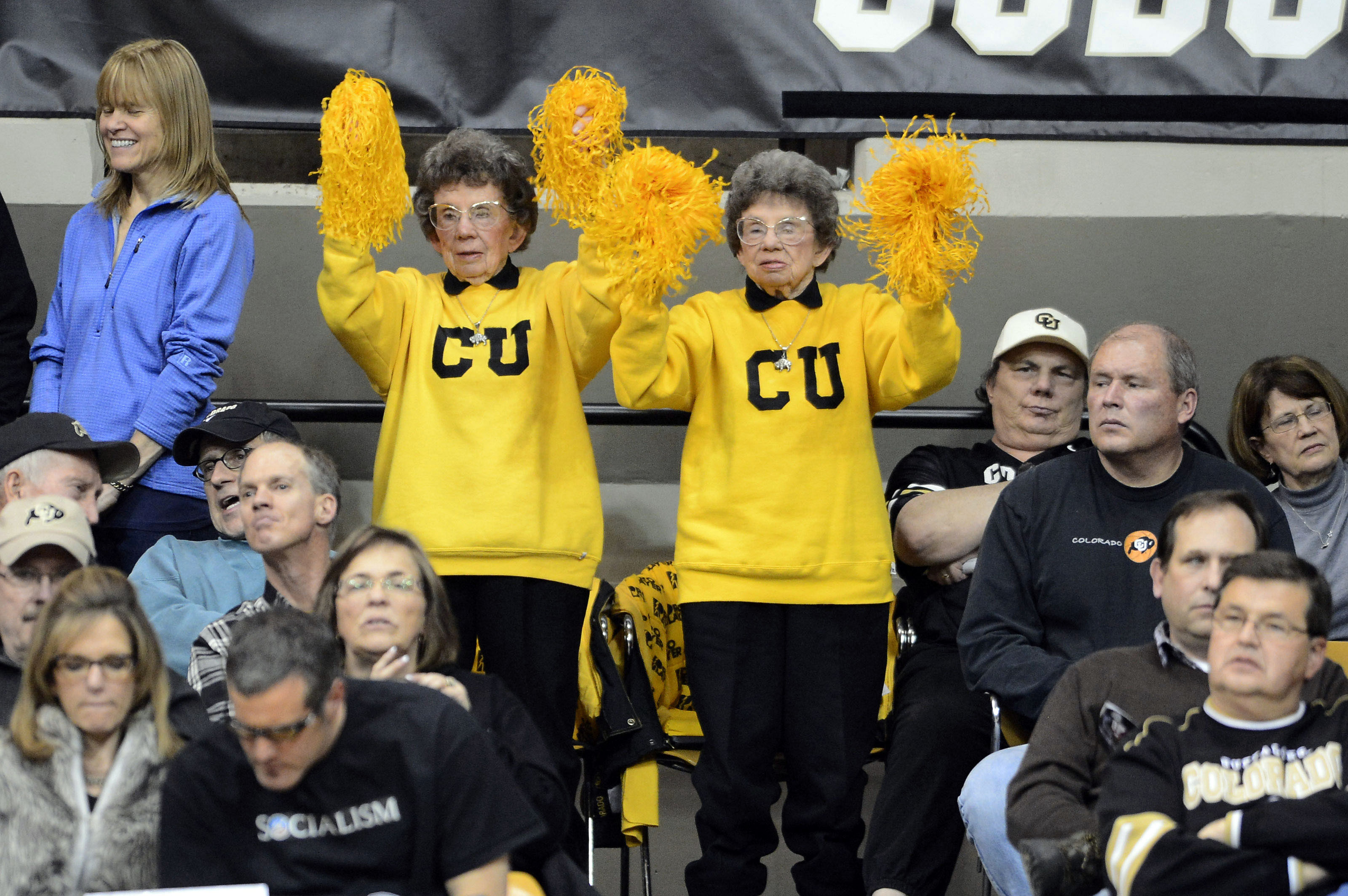 Colorado Buffaloes fans Peggy Coppom (left) and Betty Hoover (right) cheer on (Source: IMAGN)