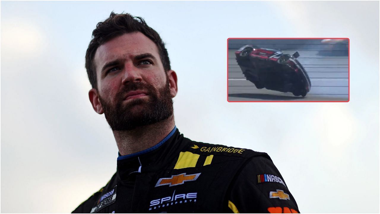 Corey LaJoie shares his thoughts on haunting flip at Michigan (images IMAGN/@NASCAR on X - top right)