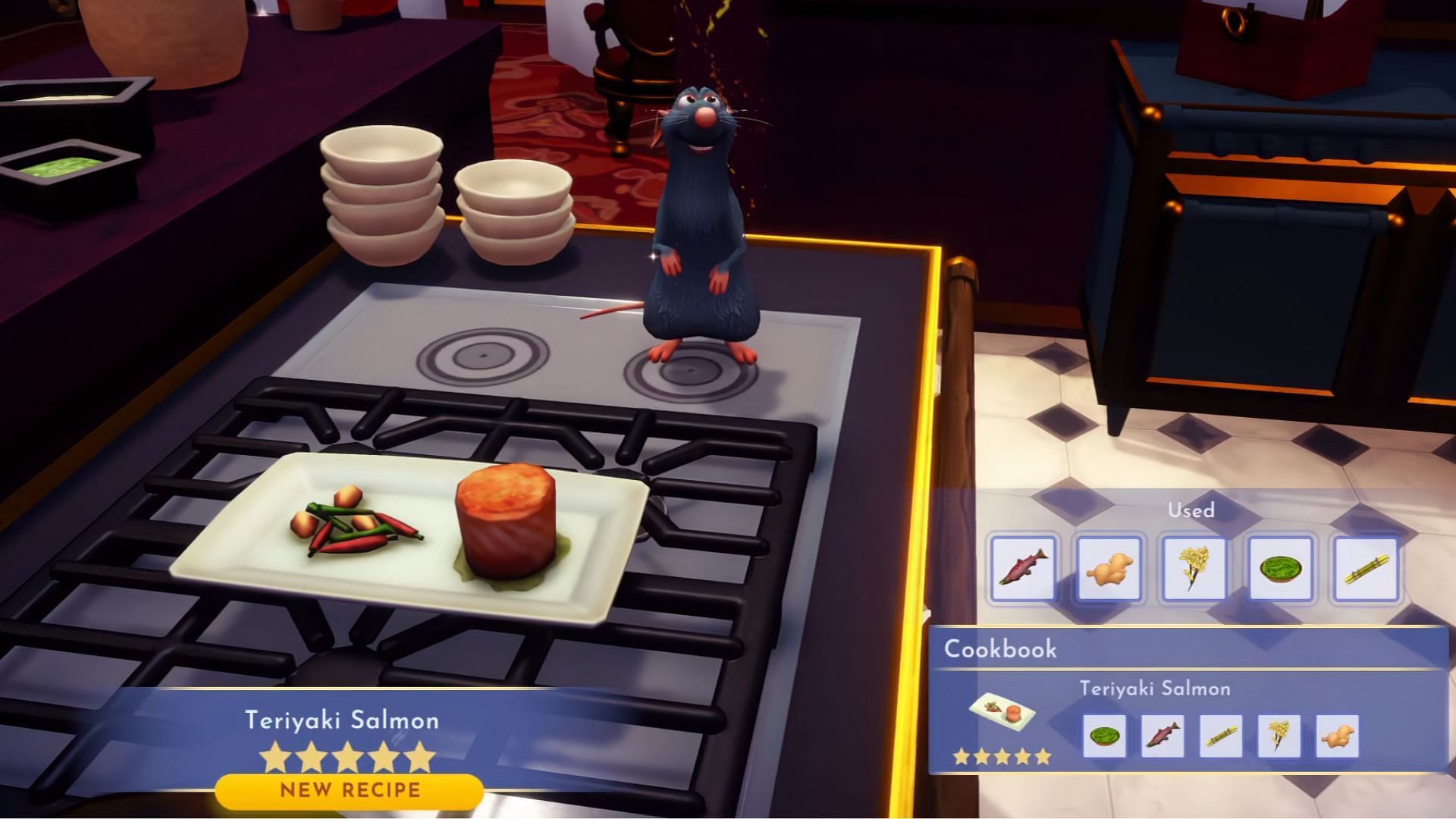 Teriyaki Salmon requires these ingredients (Image via Gameloft || YouTube@Greymane Gaming)