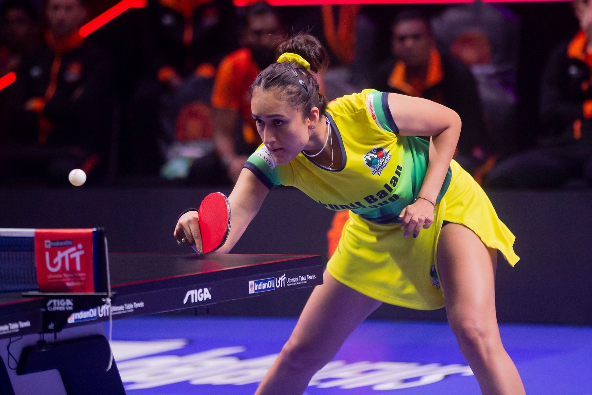 Manika Batra in action for Bengaluru Smashers, Image by UTT Media