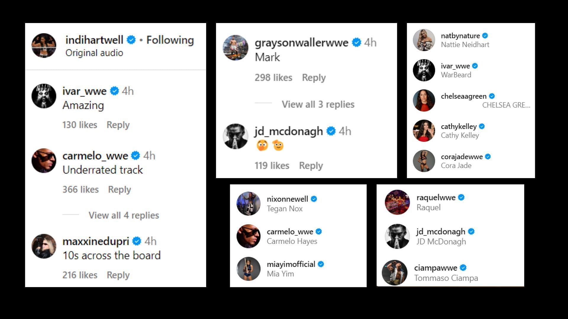 Reactions to Indi Hartwell rapping 'The Time Is Now' [Photo Credit: Screenshots of reactions to Hartwell's Instagram post]