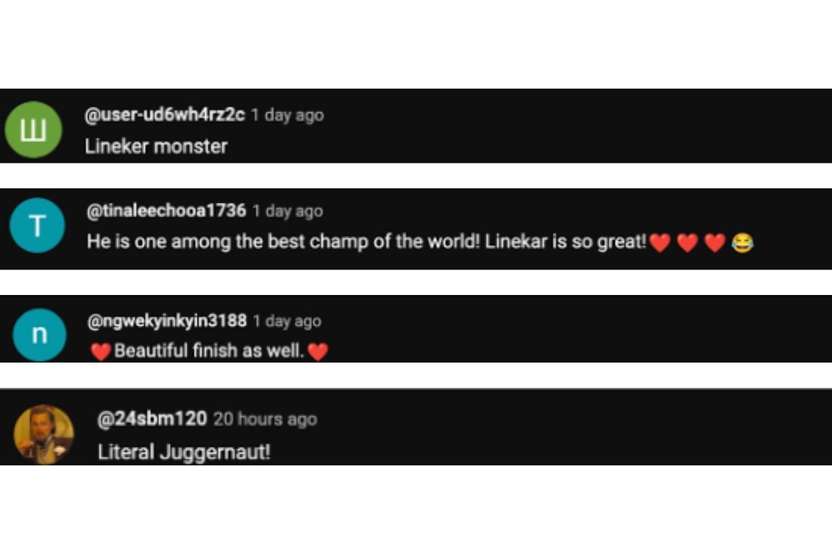 Screenshot of fans' comments