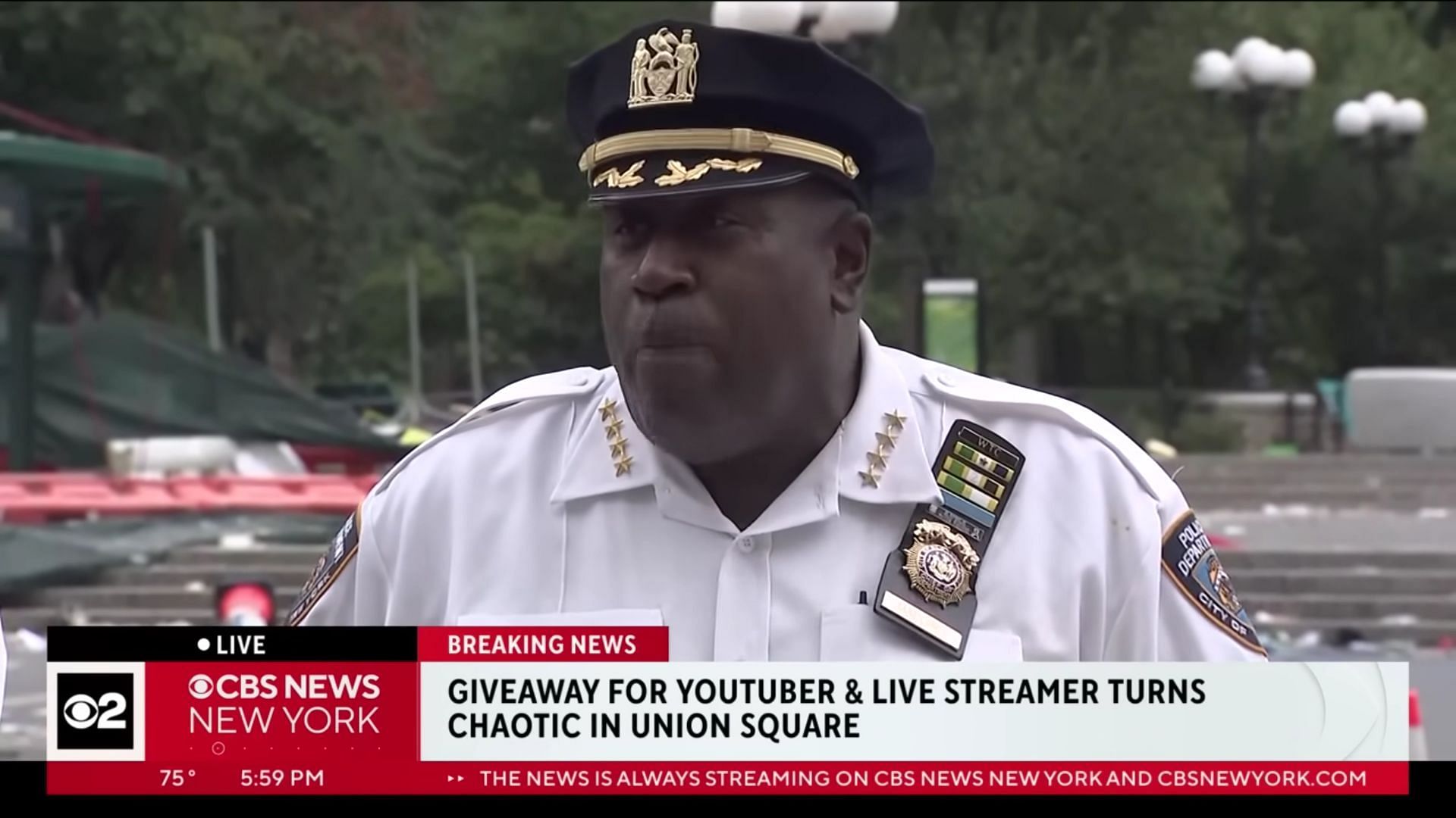 NYPD Chief Jefferey Maddrey said that Kai could be charged with inciting the riots (Image via CBS New York/YouTube)