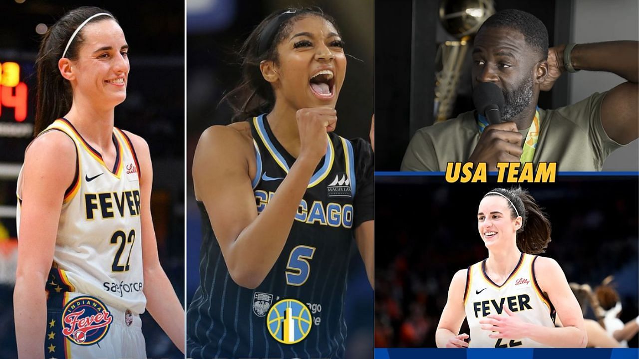 Draymond Green believes Caitlin Clark and Angel Reese should have been on Team USA for branding/marketing and basketball reasons. [photo: @draymondshow, @chicagosky]