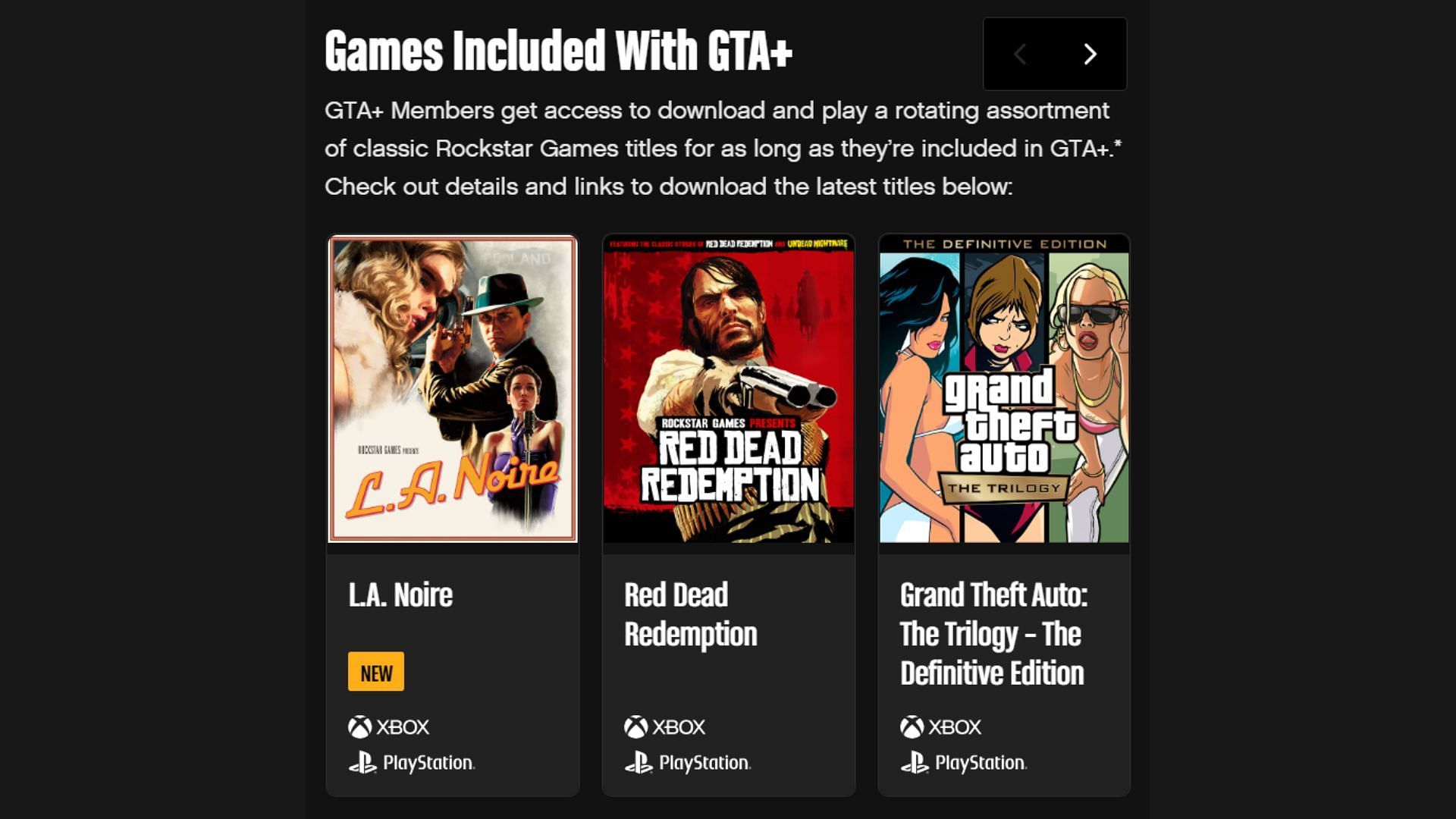 A few games from the GTA Plus catalog (Image via Rockstar Games)