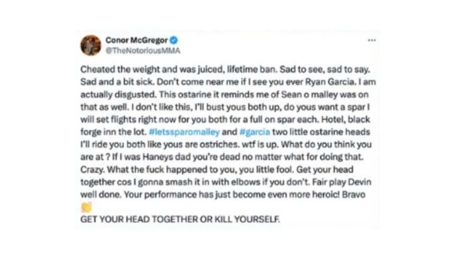 Conor McGregor&#039;s deleted tweet