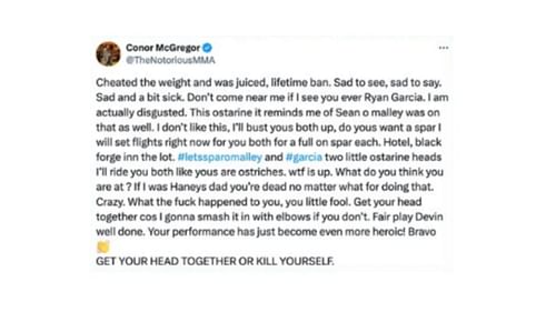 Conor McGregor's deleted tweet