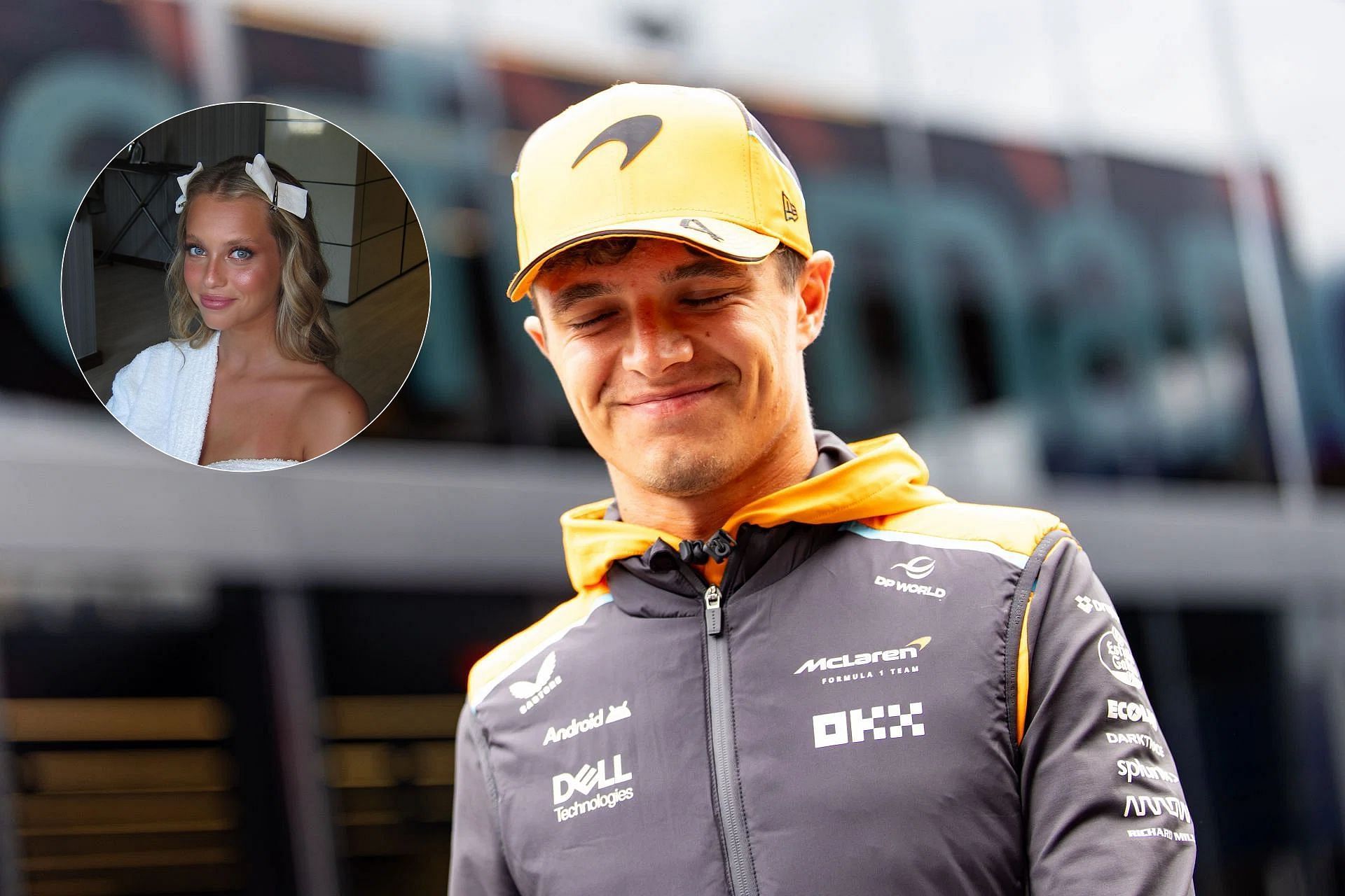 Lando Norris (foreground) and Margarida Corceiro (inset). (Images via Getty || Instagram/magui_corceiro)