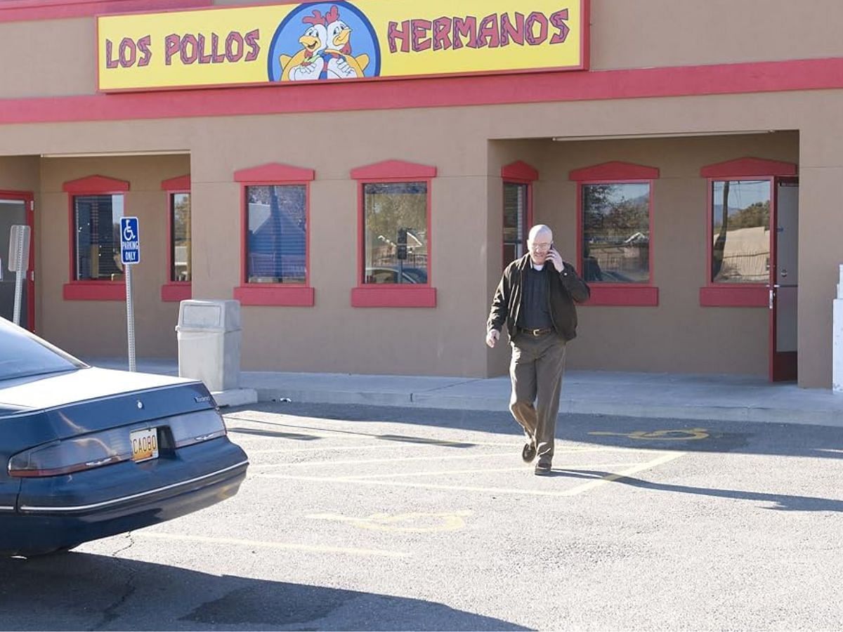 The fictional restaurant Los Pollos Hermanos featured in Breaking Bad (image via AMC)