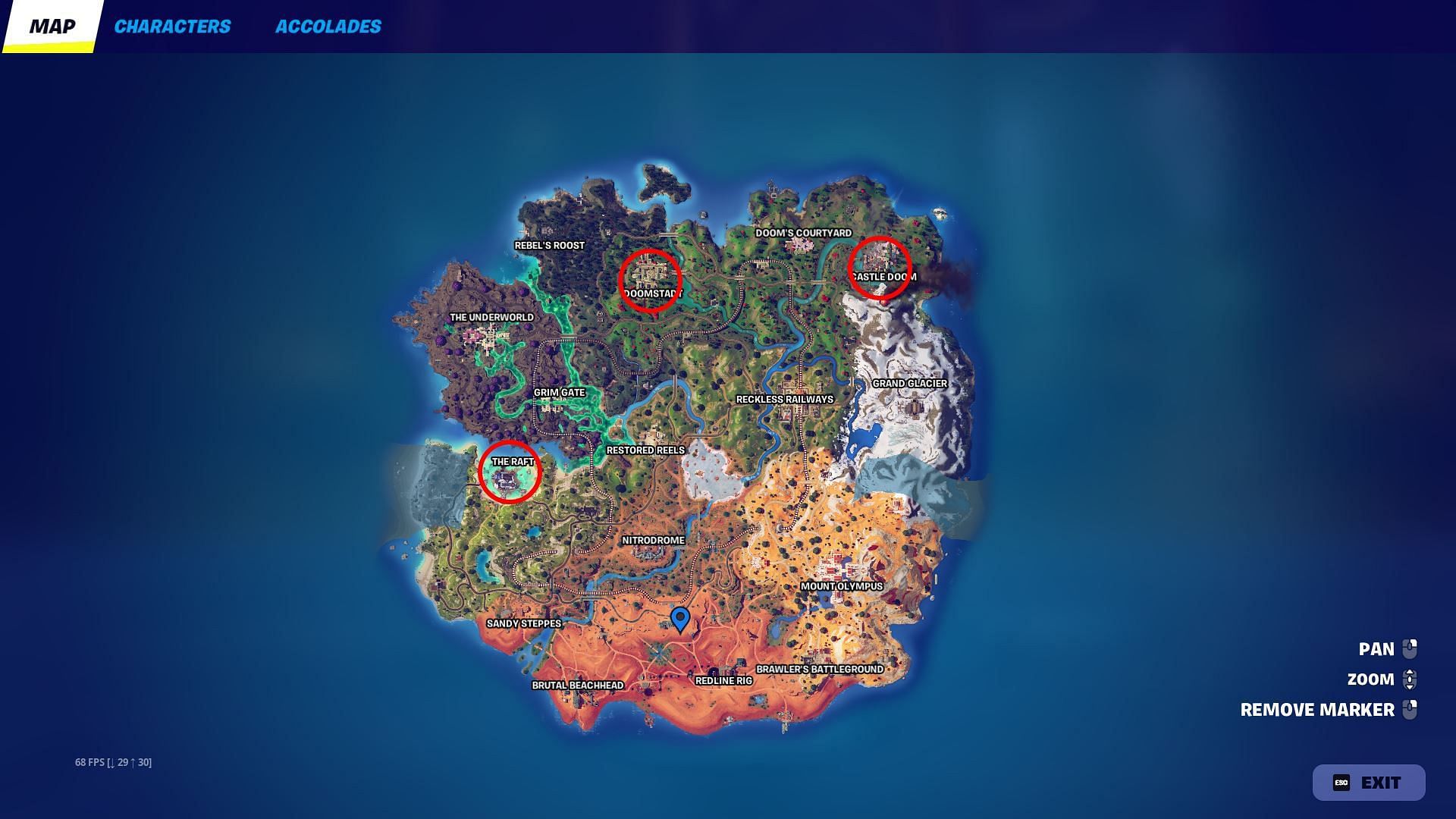 Boss location in Chapter 5 Season 4 (Image via Epic Games)