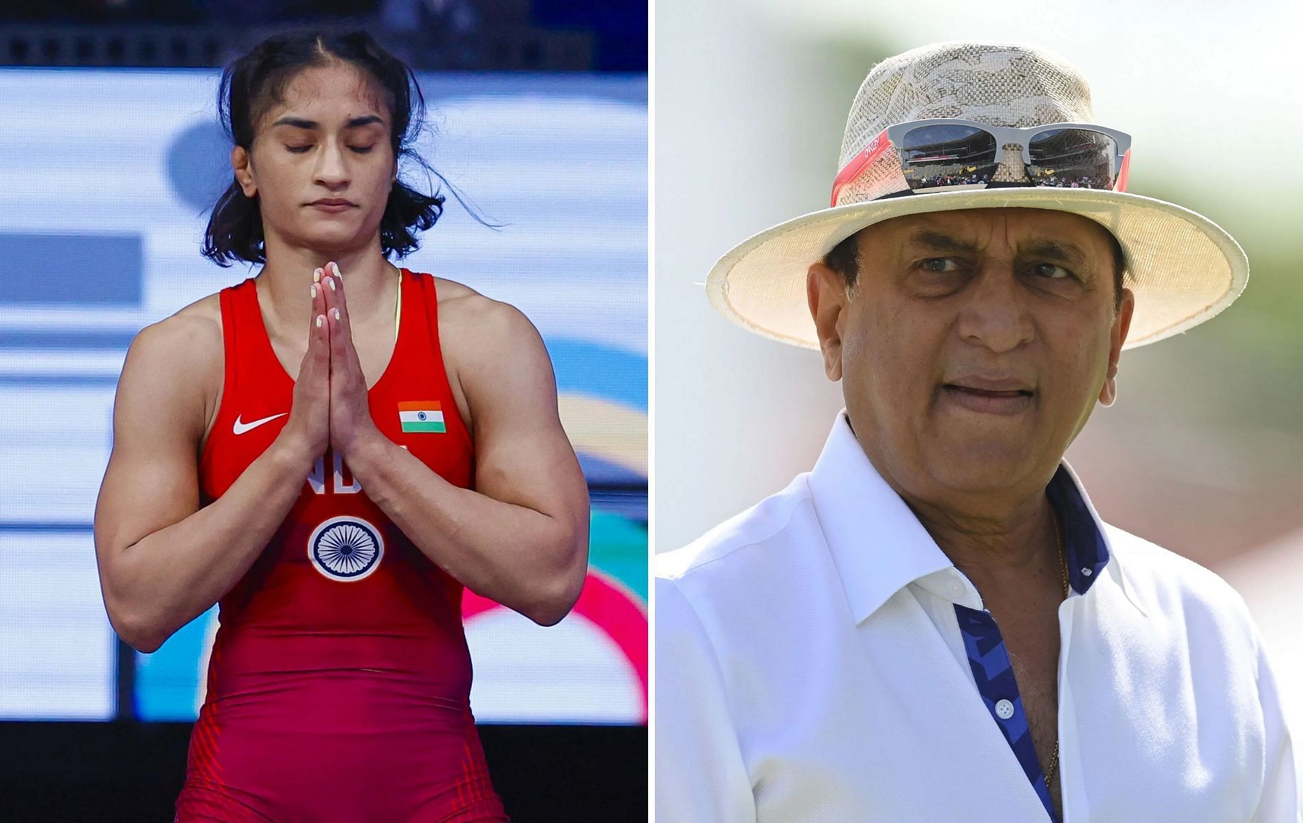 Vinesh Phogat (L) and Sunil Gavaskar (R). (Pics: Getty)