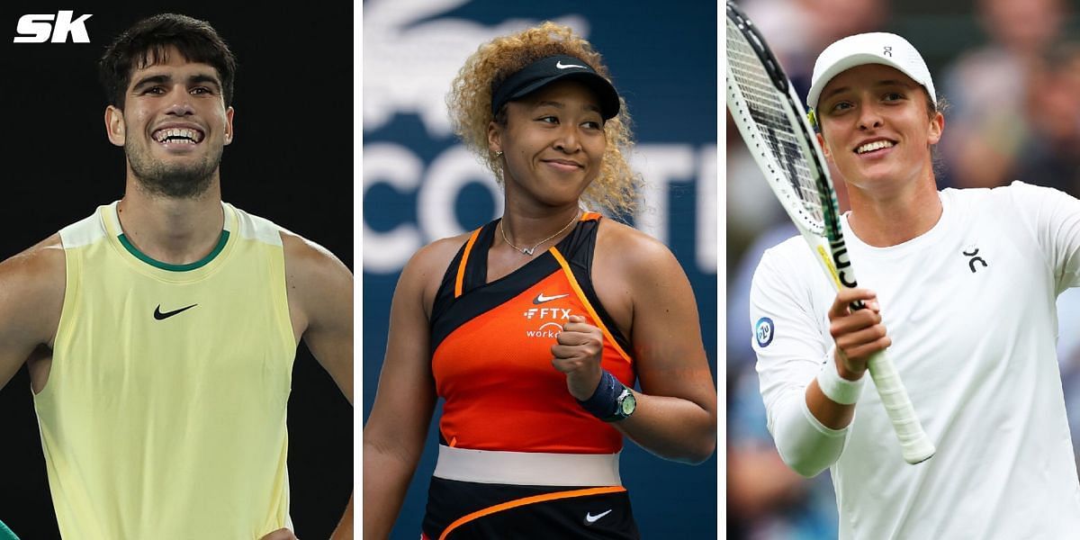 (Left to Right) Carlos Alcaraz, Naomi Osaka, Iga Swiatek (Source: Getty Images)