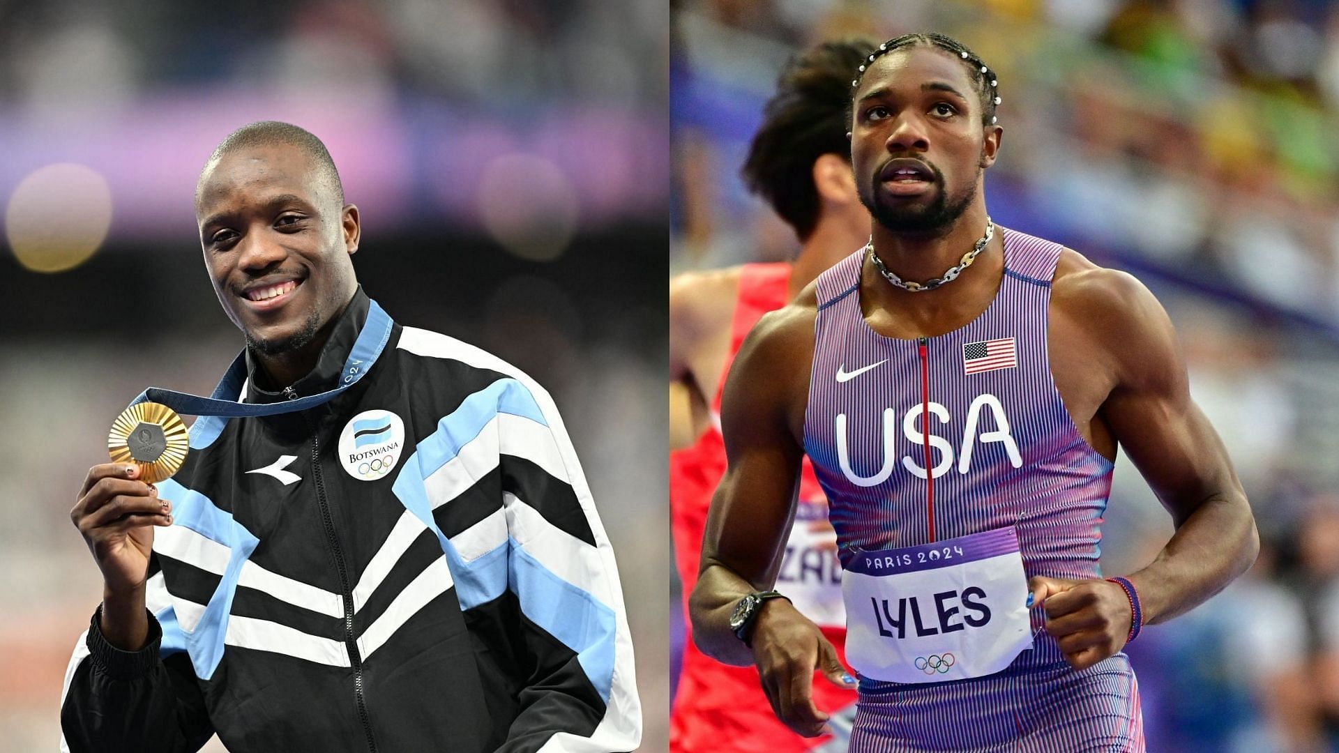 Letsile Tebogo and Noah Lyles (Images via Getty)