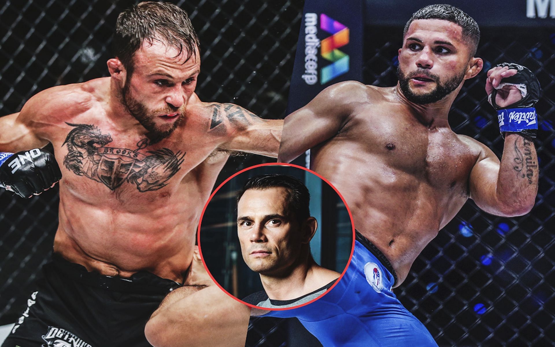 Rich Franklin (lower right) shares his views ahead of Jarred Brook