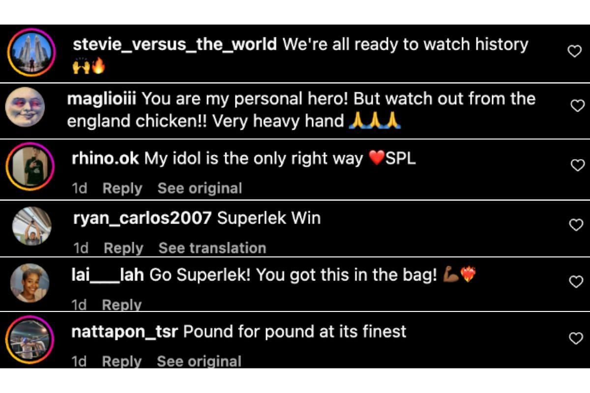 Screenshot of fans&#039; comments