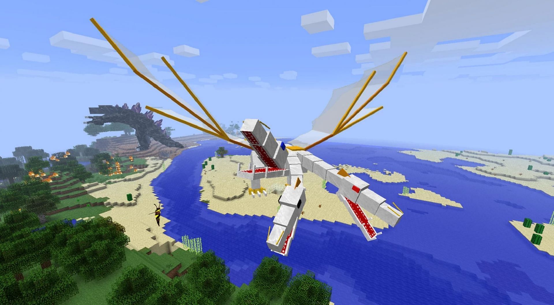 The King and Mobzilla in the OreSpawn Minecraft mod (Image via MrRandomUser/Planet Minecraft)