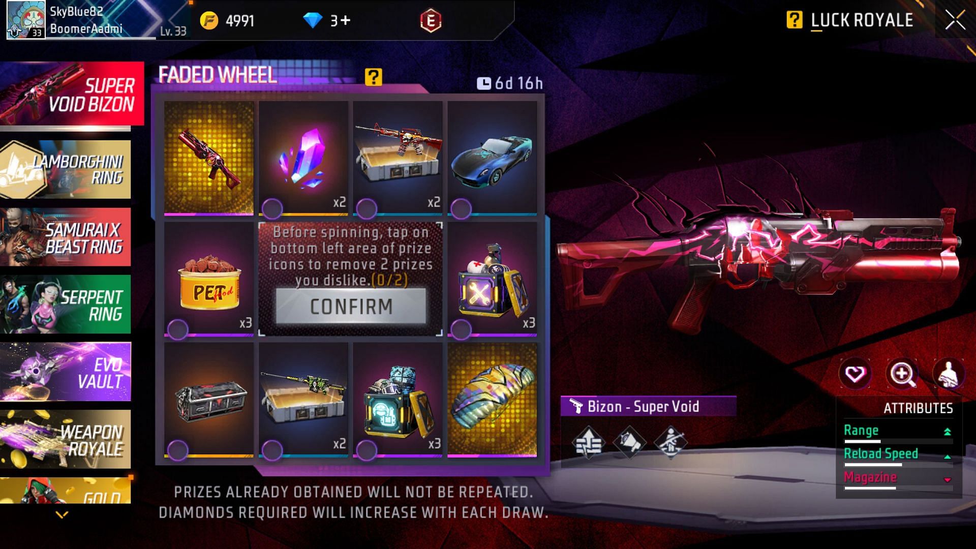 Access the event to get the Super Void Bizon skin (Image via Garena)