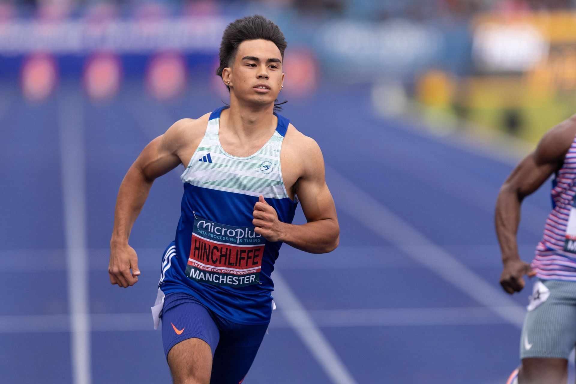 Louie Hinchliffe at the 2024 Microplus UK Athletics Championships in Manchester, England - Getty Images