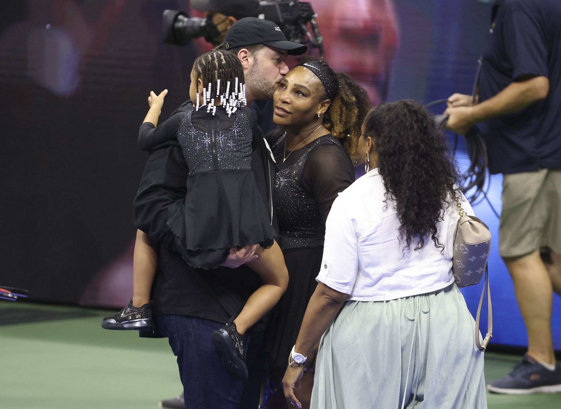 Serena Williams with husband and daughter at the 2022 US Open (Image: Getty)