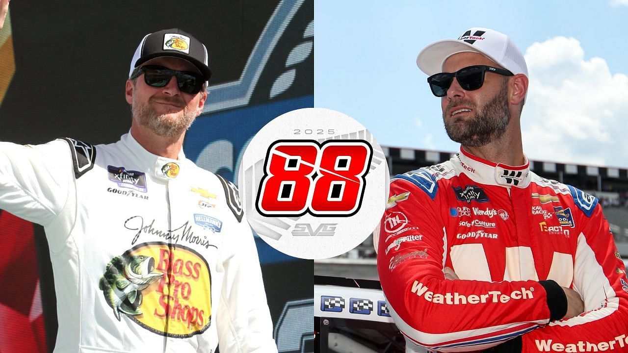 Dale Earnhardt Jr. and Shane van Gisbergen (Left Image credit Getty, Right Image credit Imagn, Inset image credit Trackhouse Racing on X)