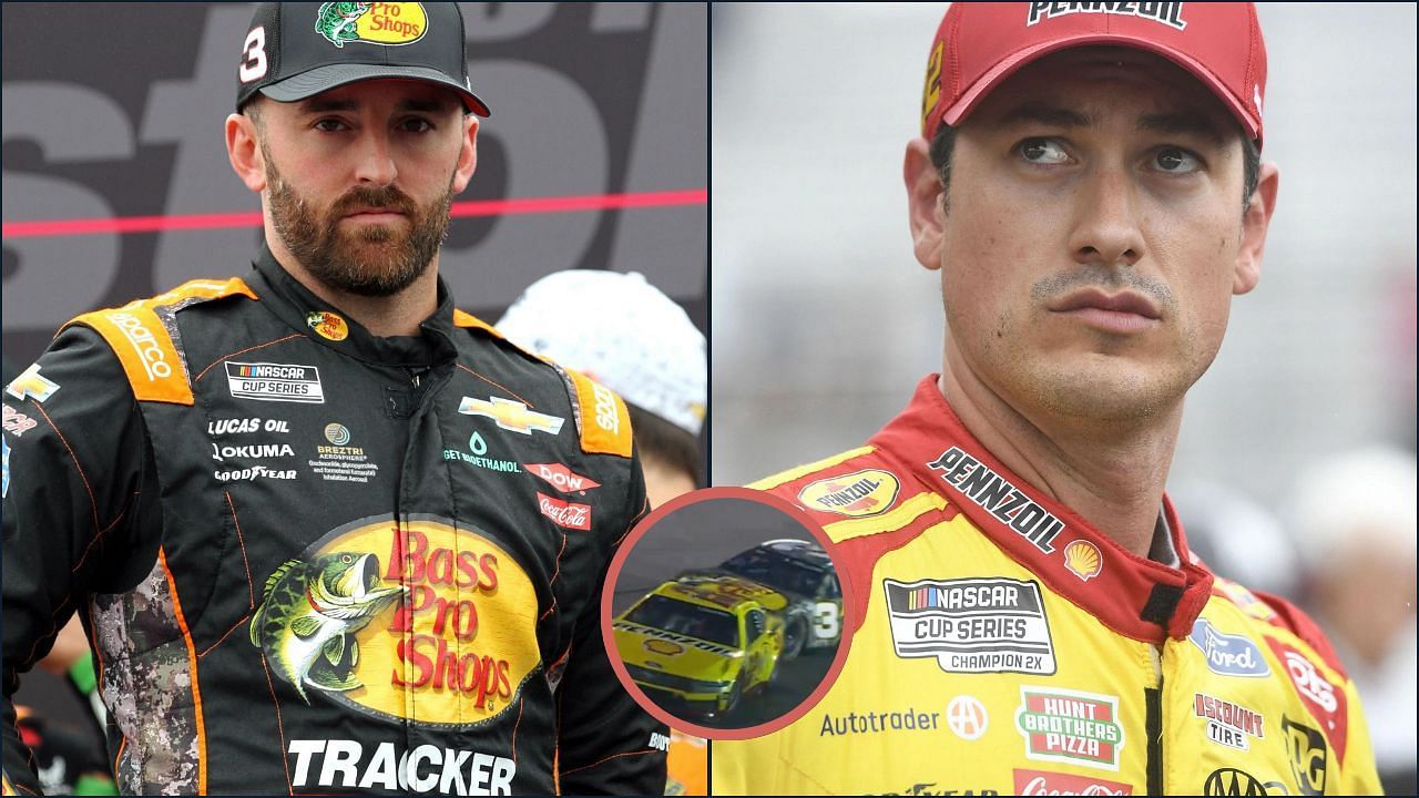 Austin Dillon and Joey Logano. Credit: Getty Images. Austin Dillon hitting Joey Logano (inset) Courtesy: NASCAR on X.