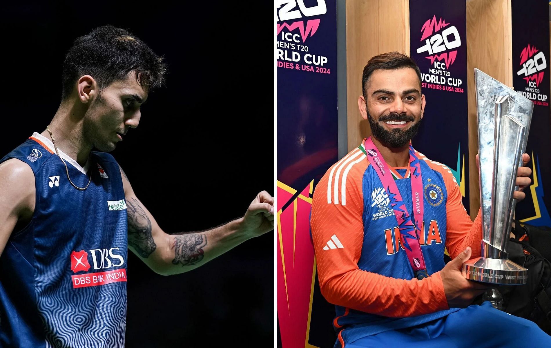 Lakshya Sen (L) and Virat Kohli (R). (Pics: Getty)
