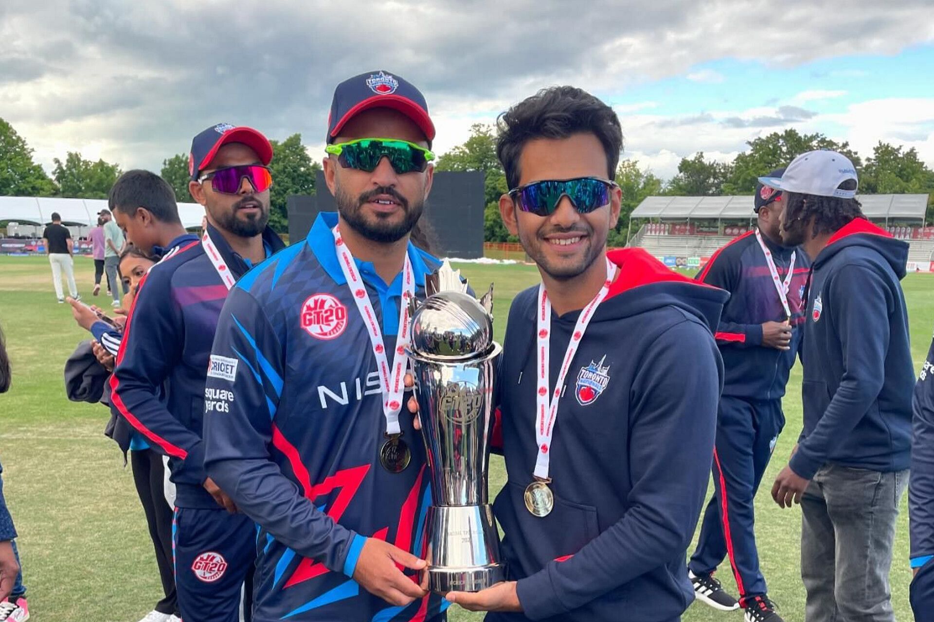 Chand and Nawaz won GT20 Canada 2024 while playing for the Toronto Nationals (Image via Instagram/@unmuktchand_official)