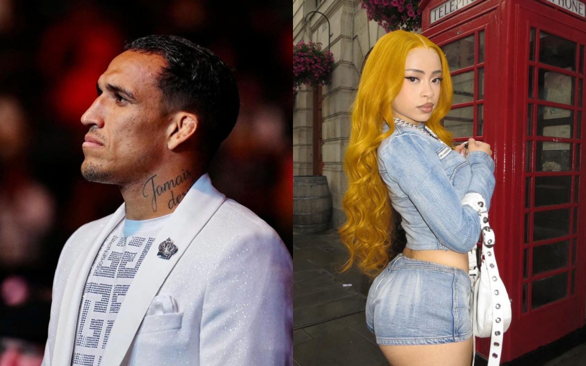 Charles Oliveira (left) squashes rumors of him dating Ice Spice (right). [Image credit: @charlesdobronxs and @icespice on Instagram]