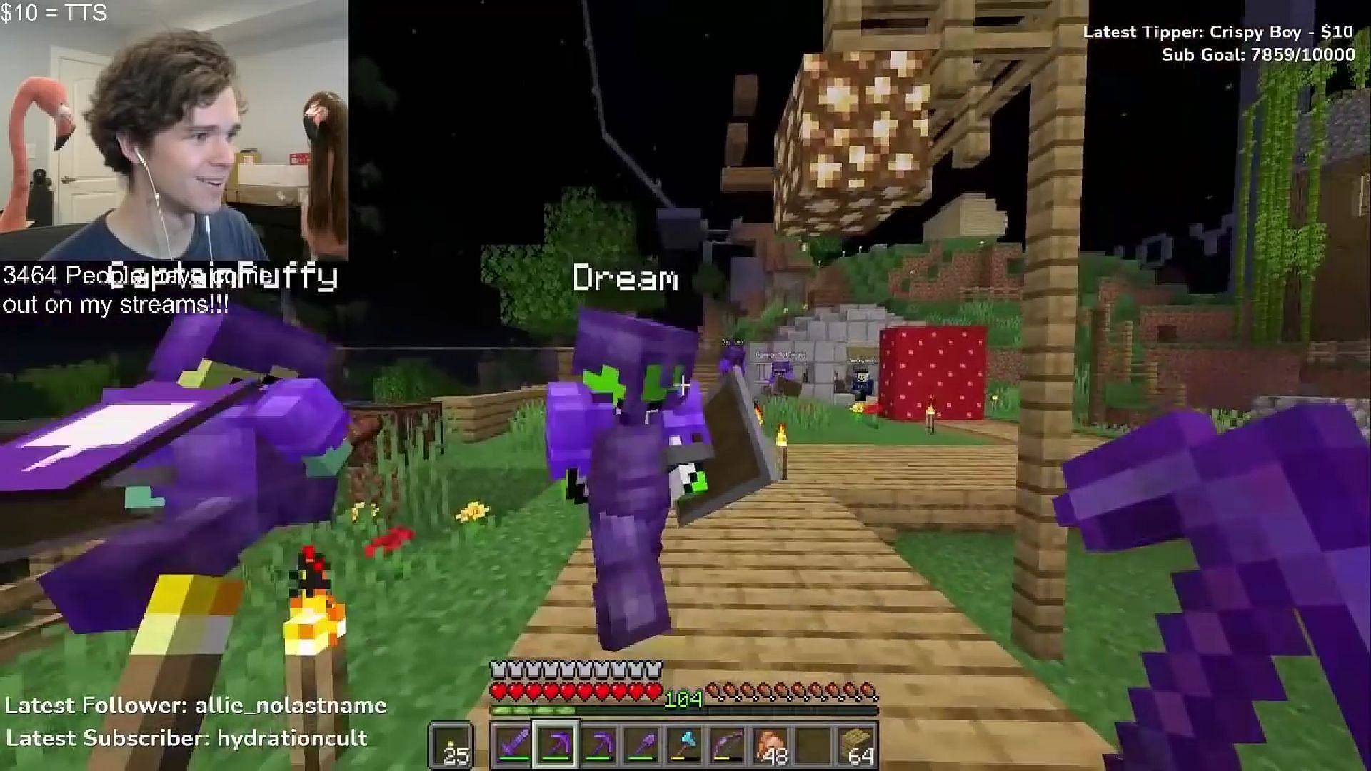 Eret interacting with Dream in the DreamSMP back in 2020 (Image via EretLIVE/YouTube)