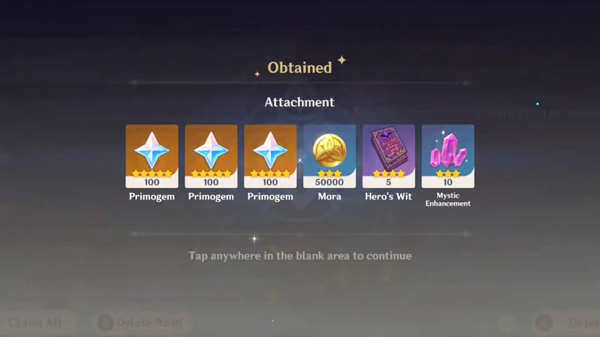 Rewards obtained from livestream redemption codes (Image via HoYoverse)