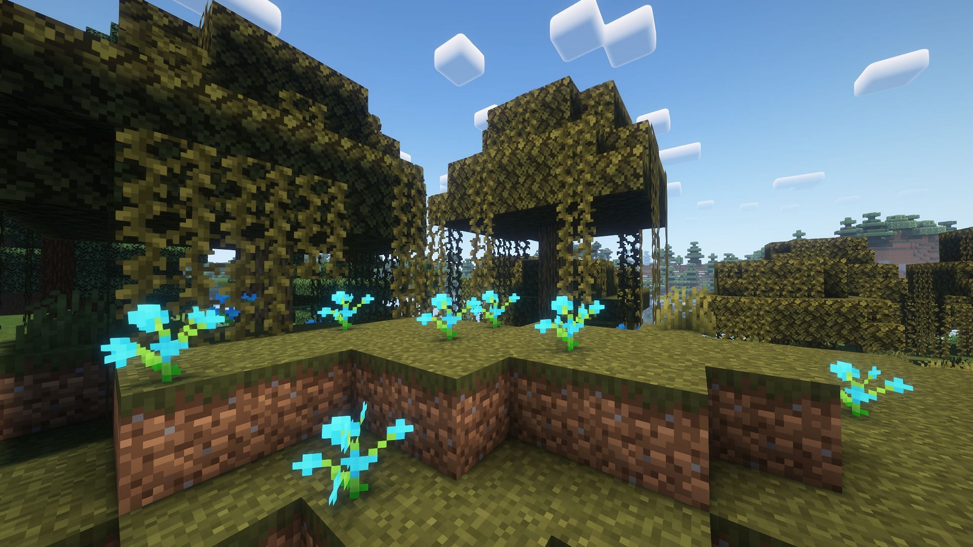 Blue orchids only generate in swamp biomes in Minecraft (Image via Mojang Studios)