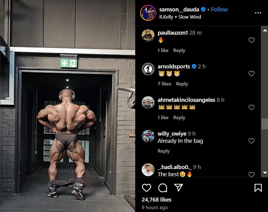 Arnold sports page also commented on the reel. @samson__dauda on Instagram