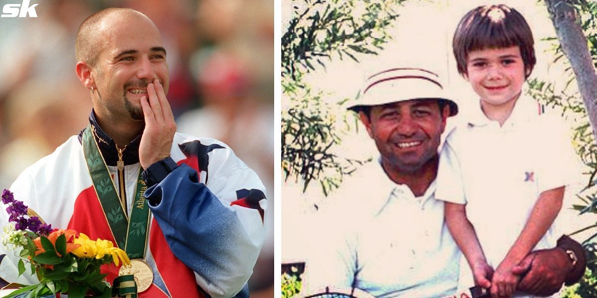 Andre Agassi with his father Emmanuel &quot;Mike&quot; Agassi (Source: Getty (L); @agassi on Instagram)